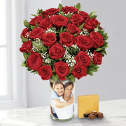 Jarrón de Rosas con Foto Personalizada, USA, USA